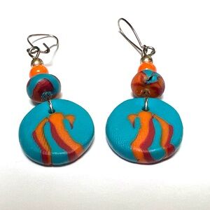 Colorful beaded pierced earrings